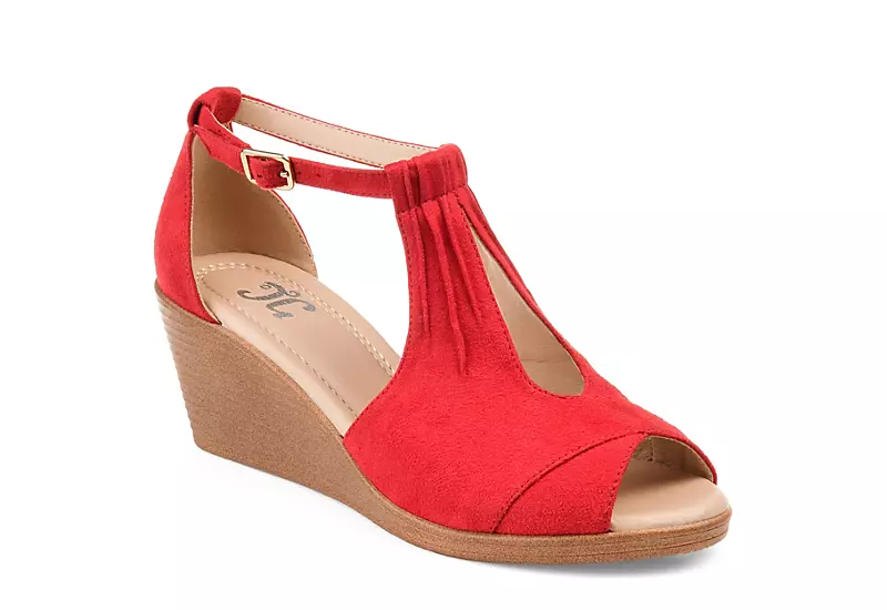 Journee Collection Womens Kedzie Wedge Sandal - Red 1 Journee Collection Womens Kedzie Wedge Sandal - Red