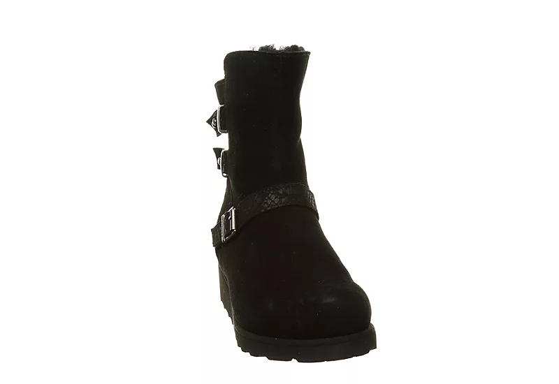 Bearpaw Womens Lucy Fur Wedge Boot - Black 3 Bearpaw Womens Lucy Fur Wedge Boot - Black - Image 3