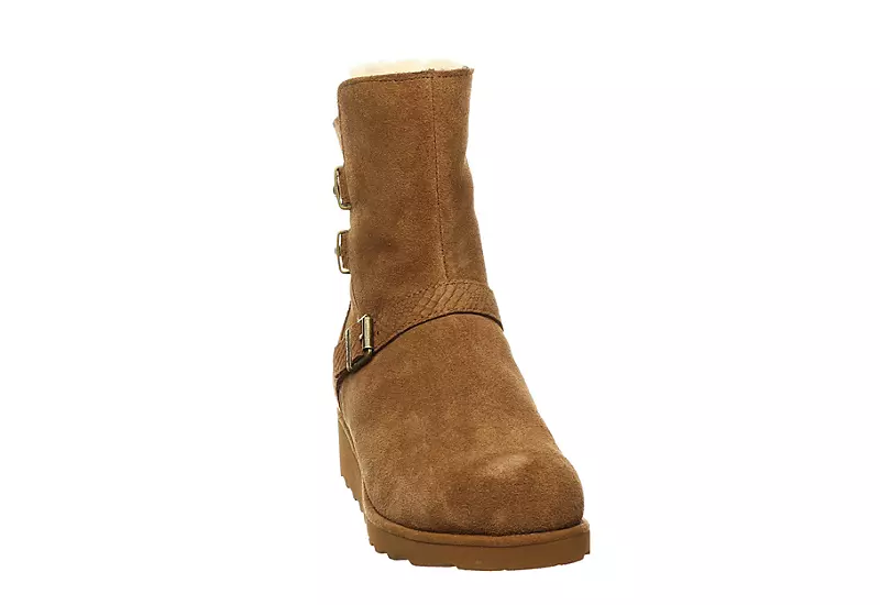 Bearpaw Womens Lucy Fur Wedge Boot - Tan 3 Bearpaw Womens Lucy Fur Wedge Boot - Tan - Image 3