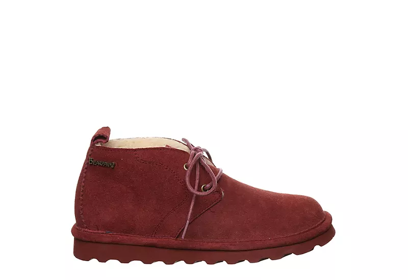 Bearpaw Womens Skye Lace-up Fur Boot - Dark Red 2 Bearpaw Womens Skye Lace-up Fur Boot - Dark Red - Image 2