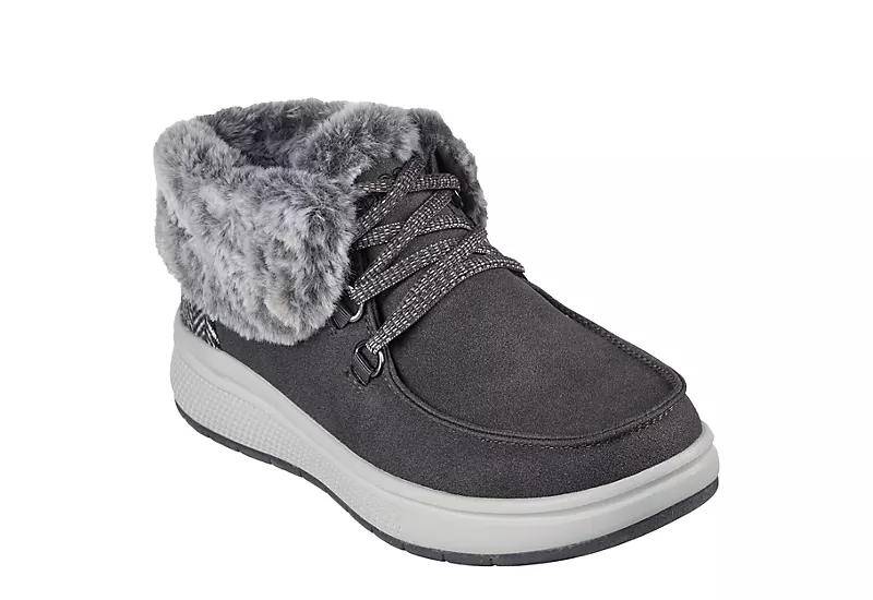Skechers Womens Skipper Wave Cozy Queen Lace-up Fur Boot - Dark Grey 1 Skechers Womens Skipper Wave Cozy Queen Lace-up Fur Boot - Dark Grey