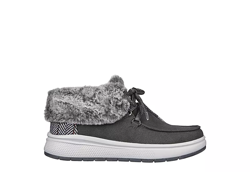 Skechers Womens Skipper Wave Cozy Queen Lace-up Fur Boot - Dark Grey 2 Skechers Womens Skipper Wave Cozy Queen Lace-up Fur Boot - Dark Grey - Image 2