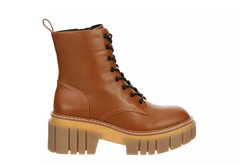 Madden Girl Womens Philly Lace Up Boot - Cognac 2 Madden Girl Womens Philly Lace Up Boot - Cognac - Image 2