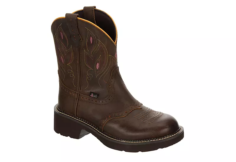 Justin Womens Gemma Western Boot - Dark Brown 1 Justin Womens Gemma Western Boot - Dark Brown