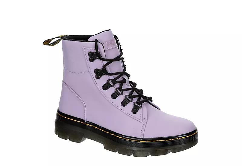 Dr. Martens Dr.martens Womens Combs Nylon Combat Boot - Lilac 1 Dr. Martens Dr.martens Womens Combs Nylon Combat Boot - Lilac