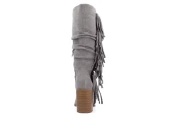 Journee Collection Womens Hartly Fringed Wide Calf Dress Boot - Grey -bergfreunde shop US 01 303179 04