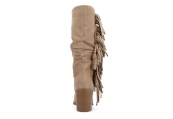 Journee Collection Womens Hartly Fringed Extra Wide Calf Dress Boot - Taupe -bergfreunde shop US 01 303183 04