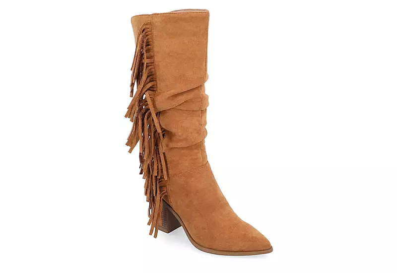 Journee Collection Womens Hartly Fringed Extra Wide Calf Dress Boot - Tan 1 Journee Collection Womens Hartly Fringed Extra Wide Calf Dress Boot - Tan