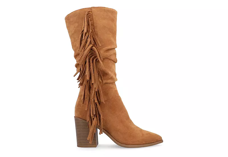 Journee Collection Womens Hartly Fringed Extra Wide Calf Dress Boot - Tan 2 Journee Collection Womens Hartly Fringed Extra Wide Calf Dress Boot - Tan - Image 2