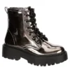 Steve Madden Girls Jrockk Combat Boot - Silver