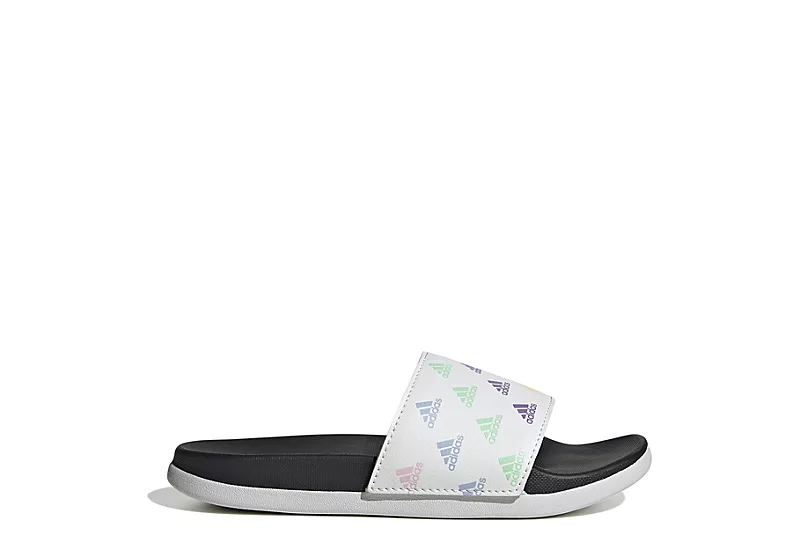 Adidas Girls Adilette Comfort Slide Sandal - Grey 2 Adidas Girls Adilette Comfort Slide Sandal - Grey - Image 2
