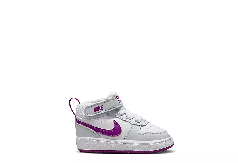 Nike Girls Infant Court Borough 2 Mid Top Sneaker - Platinum 2 Nike Girls Infant Court Borough 2 Mid Top Sneaker - Platinum - Image 2