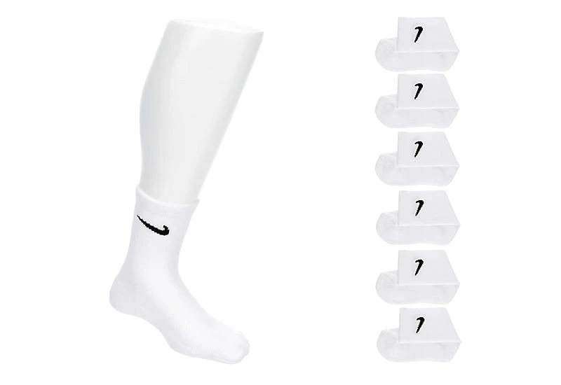Nike Boys Mesh Cushioned Crew Socks 6 Pairs - White 1 Nike Boys Mesh Cushioned Crew Socks 6 Pairs - White