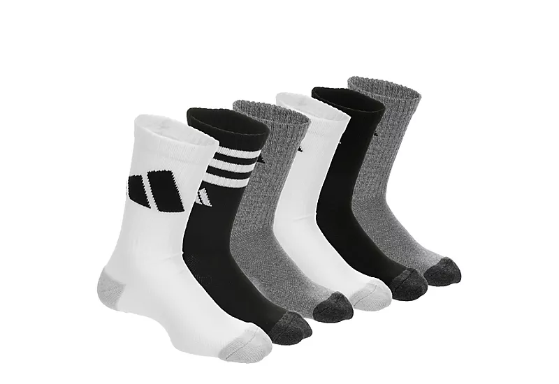 Adidas Boys Cushioned Crew Socks 6 Pairs - Assorted 1 Adidas Boys Cushioned Crew Socks 6 Pairs - Assorted
