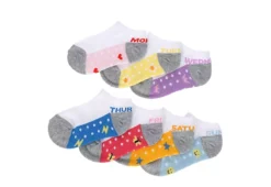 Ladeda Girls Days Of The Week Polka Dot No Show Socks 7 Pairs - Assorted