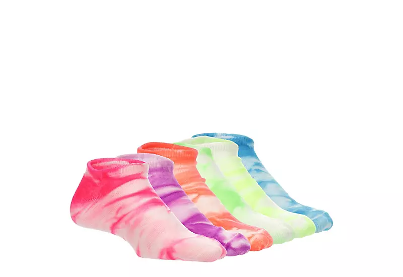 Sof Sole Girls Tie Dye No Show Socks 6 Pairs - Neon 1 Sof Sole Girls Tie Dye No Show Socks 6 Pairs - Neon